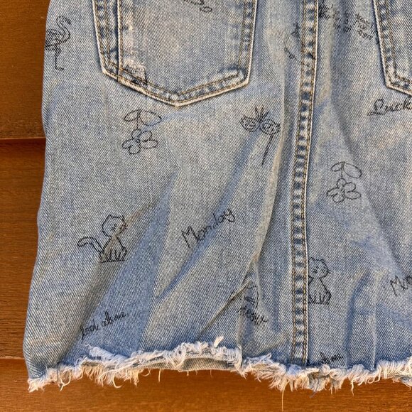 Dip Denim Adjustable Waist Skirt M (8-10) Girls Blue With Printed Graphics & Dis - Picture 13 of 14